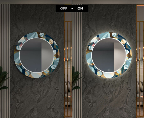 Rotondo specchio decorativi grande con luci LED per ingresso - Ball #7