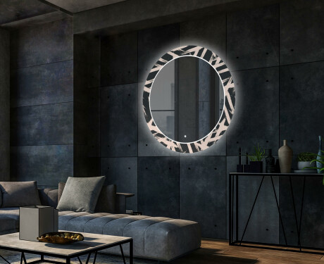 Rotondo specchio decorativi con luci LED da soggiorno - Lines #2