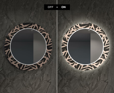 Rotondo specchio decorativi con luci LED da soggiorno - Lines #7