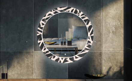 Rotondo specchio decorativi con luci LED da soggiorno - Lines