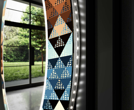 Specchi rotondo decorativi con luci da soggiorno - Color Triangles #11