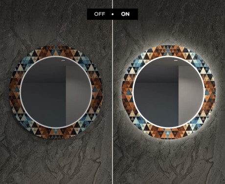 Specchi rotondo decorativi con luci da soggiorno - Color Triangles #7