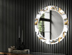 Rotondo specchio decorativi grande con luci LED per ingresso - Golden Flowers #2