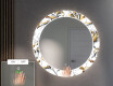 Rotondo specchio decorativi grande con luci LED per ingresso - Golden Flowers #5