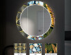 Rotondo specchio decorativi grande con luci LED per ingresso - Golden Flowers #6