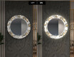 Rotondo specchio decorativi grande con luci LED per ingresso - Golden Flowers #7