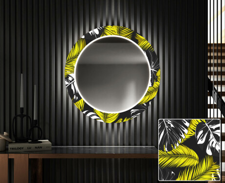 Rotondo specchio decorativi grande con luci LED per ingresso - Gold Jungle #1