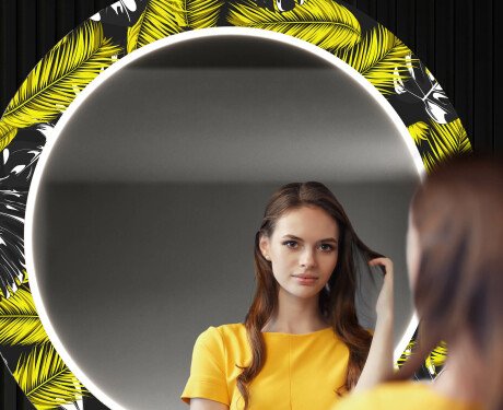 Rotondo specchio decorativi grande con luci LED per ingresso - Gold Jungle #12