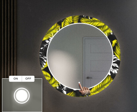 Rotondo specchio decorativi grande con luci LED per ingresso - Gold Jungle #4