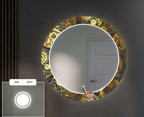 Specchi LED rotondo decorativi da parete per ingresso - Ancient Pattern #4