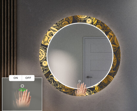 Specchi LED rotondo decorativi da parete per ingresso - Ancient Pattern #5