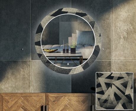 Specchi rotondo decorativi con luci da soggiorno - Dotted Triangles