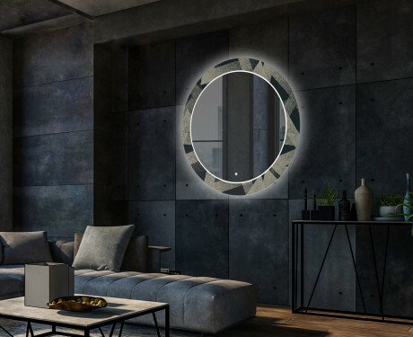 Specchi rotondo decorativi con luci da soggiorno - Dotted Triangles #2