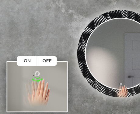 Rotondo specchio decorativi con luci LED da soggiorno - Dark Wave #5