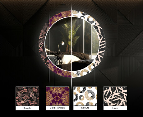 Rotondo specchio decorativi con luci LED da soggiorno - Dark Wave #6