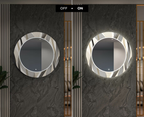 Rotondo specchio decorativi grande con luci LED per ingresso - Waves #7