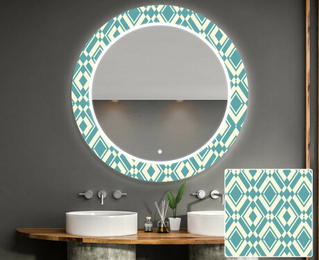 Specchi LED rotondo decorativi da parete da bagno - Abstrac Seamless #1