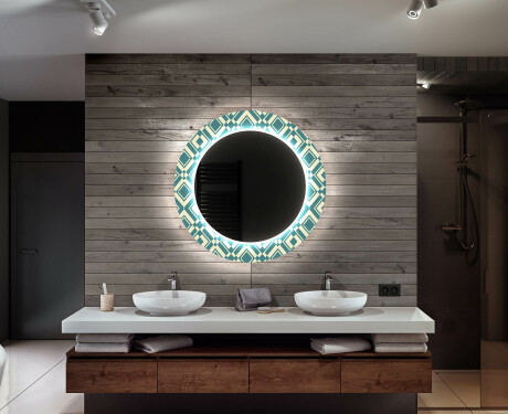 Specchi LED rotondo decorativi da parete da bagno - Abstrac Seamless #12