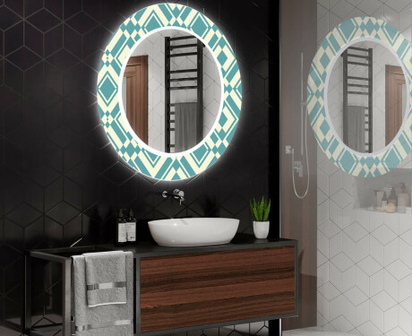 Specchi LED rotondo decorativi da parete da bagno - Abstrac Seamless #2