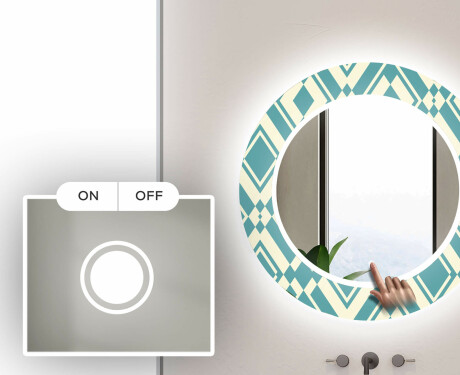 Specchi LED rotondo decorativi da parete da bagno - Abstrac Seamless #4