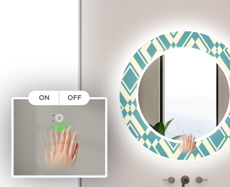 Specchi LED rotondo decorativi da parete da bagno - Abstrac Seamless #5