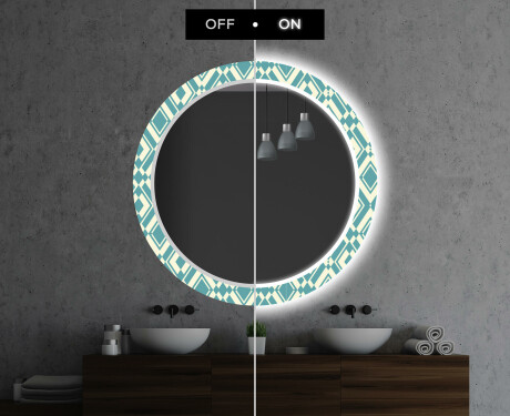 Specchi LED rotondo decorativi da parete da bagno - Abstrac Seamless #7