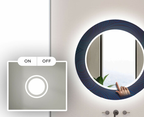 Rotondo decorativi specchio bagno da parete retroilluminato - Blue Drawing #4