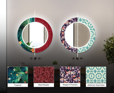 Rotondo decorativi specchio bagno da parete retroilluminato - Blue Drawing #6