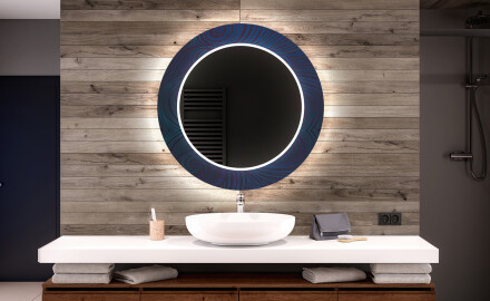 Rotondo decorativi specchio bagno da parete retroilluminato - Blue Drawing
