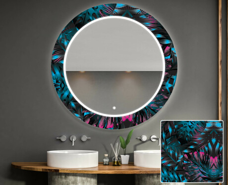 Rotondo decorativi specchio bagno da parete retroilluminato - Fluo Tropic #1