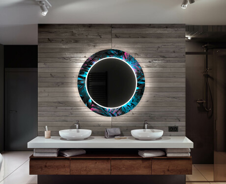 Rotondo decorativi specchio bagno da parete retroilluminato - Fluo Tropic #12