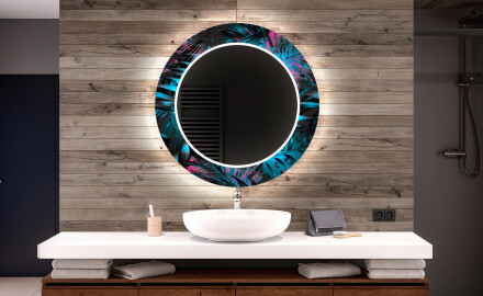 Rotondo decorativi specchio bagno da parete retroilluminato - Fluo Tropic