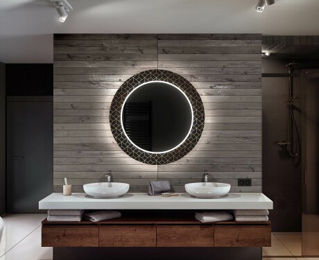 Specchi LED rotondo decorativi da parete da bagno - Golden Lines #12