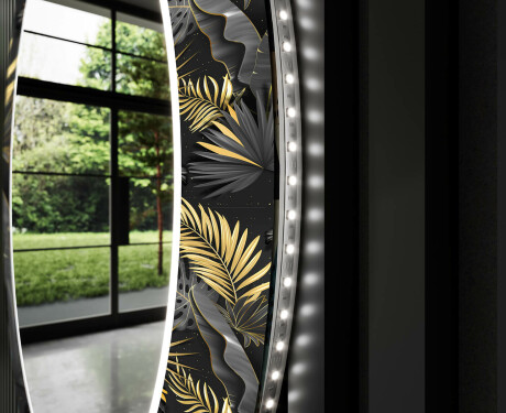Rotondo decorativi specchio bagno da parete retroilluminato - Goldy Palm #11