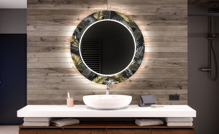 Rotondo decorativi specchio bagno da parete retroilluminato - Goldy Palm