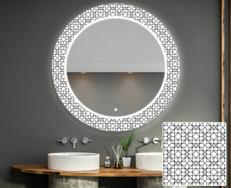 Rotondo decorativi specchio bagno da parete retroilluminato - Industrial #1