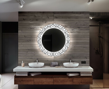 Rotondo decorativi specchio bagno da parete retroilluminato - Industrial #12