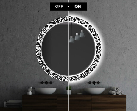 Specchi LED rotondo decorativi da parete da bagno - Letters #7