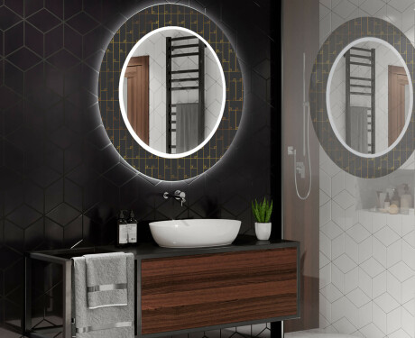 Rotondo decorativi specchio bagno da parete retroilluminato - Microcircuit #2
