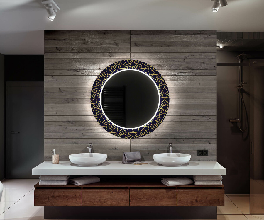 Artforma - Specchi LED rotondo decorativi da parete da bagno - Ornament