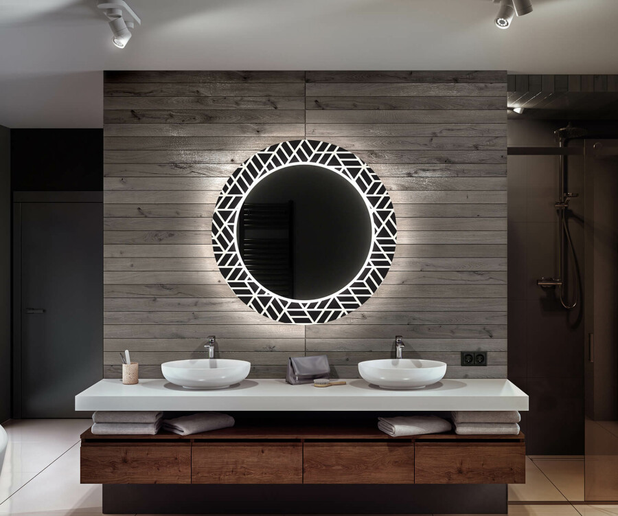 Artforma - Specchi LED rotondo decorativi da parete da bagno - Triangless
