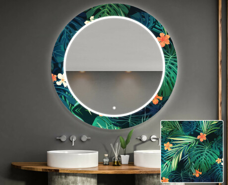 Specchio Decorativo Rotondo Retroilluminato a LED Per Il Bagno - Tropical #1