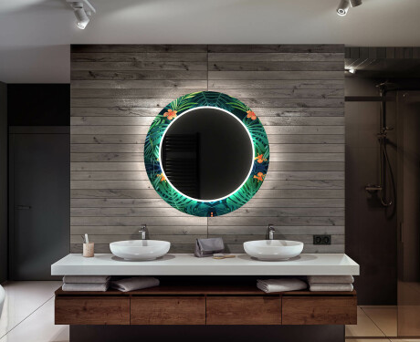 Rotondo decorativi specchio bagno da parete retroilluminato - Tropical #12