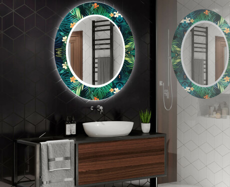 Rotondo decorativi specchio bagno da parete retroilluminato - Tropical #2