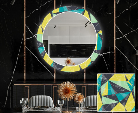 Specchi rotondo decorativi con luci da pranzo - Abstract Geometric