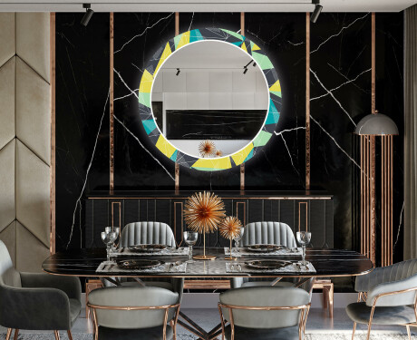 Specchi rotondo decorativi con luci da pranzo - Abstract Geometric #12