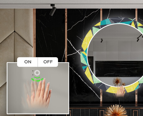 Specchi rotondo decorativi con luci da pranzo - Abstract Geometric #5