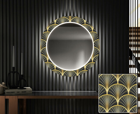 Specchi LED rotondo decorativi da parete per ingresso - Art Deco #1