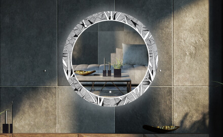 Specchio Decorativo Rotondo Retroilluminato a LED Per Il Salone - Black and White Jungle