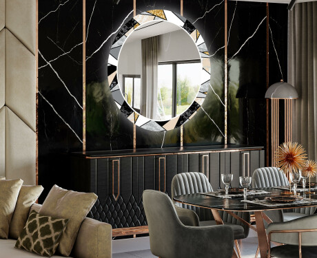 Specchi rotondo decorativi con luci da pranzo - Marble Pattern #2